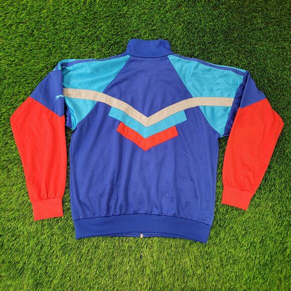 Vintage Y2K Slazenger Track Jacket Large 23x25 Blue Red Gray Cropped - Picture 6 of 13